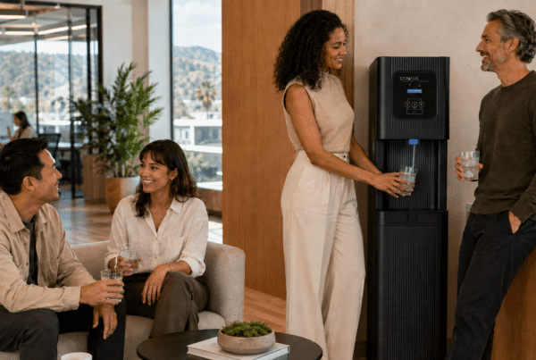 Los-Angeles-professionals-enjoying-purified-water-and-ice-from-a-Stratus-office-hydration-system